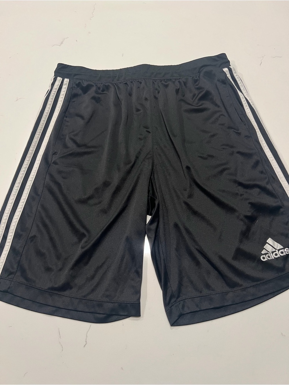 adidas Black Athletic Shorts with White Side Stripes